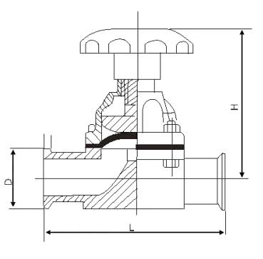 手動(dòng)衛生級隔膜閥結構圖