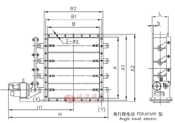 電動(dòng)矩形百葉閥結構圖