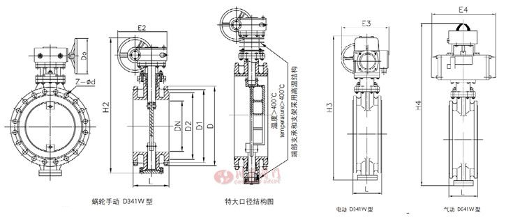法蘭式通風(fēng)蝶閥結構圖